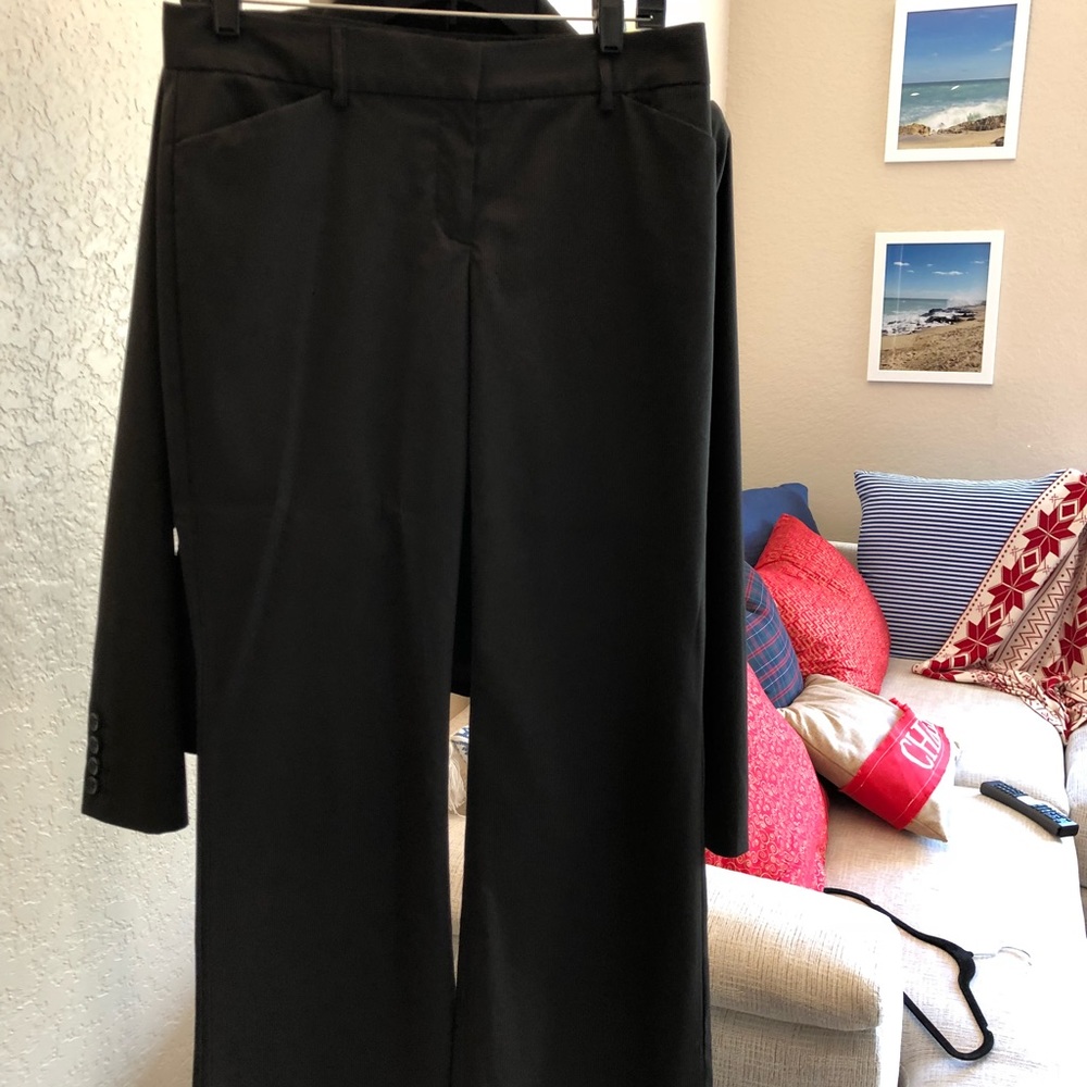 Express Editor edition pin stripe suit.